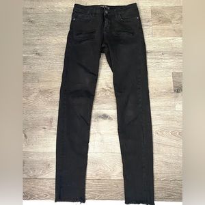 ZARA BASIC Z1975 Black Denim Fashion Rip Jeans Women Size 4 Small Gently Used